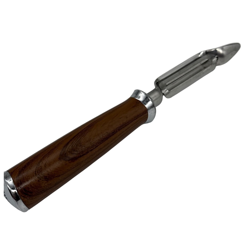 Farberware Potato Peeler Faux Wood Grain Handle Stainless Steel Vegetable 9"